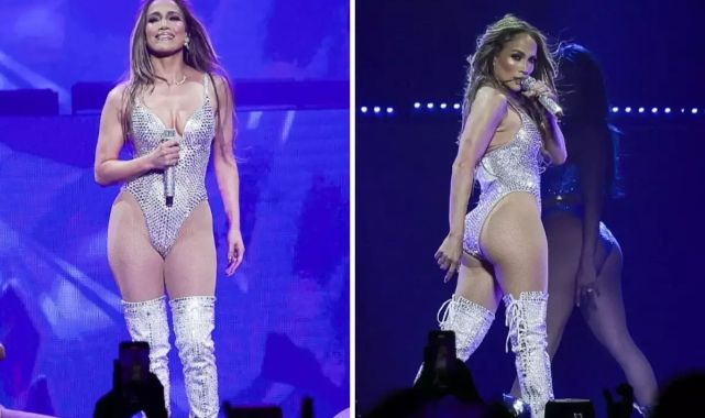 Jennifer Lopez, cesur sahne kıyafetiyle Madrid'i salladı